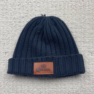 Corona Beanie Hat Cap Blue Knit One Size Adult Beer Acrylic Casual Import Read